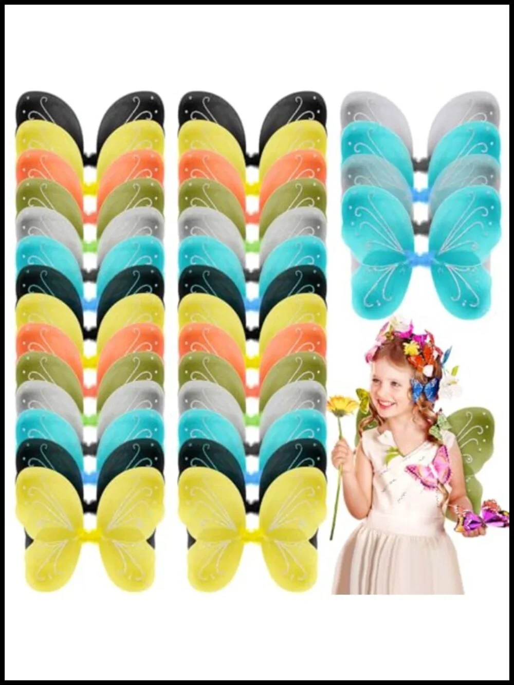 36 Butterfly Costume Wings Bulk Fairy Dress Up Kids Role Play Party Favors
